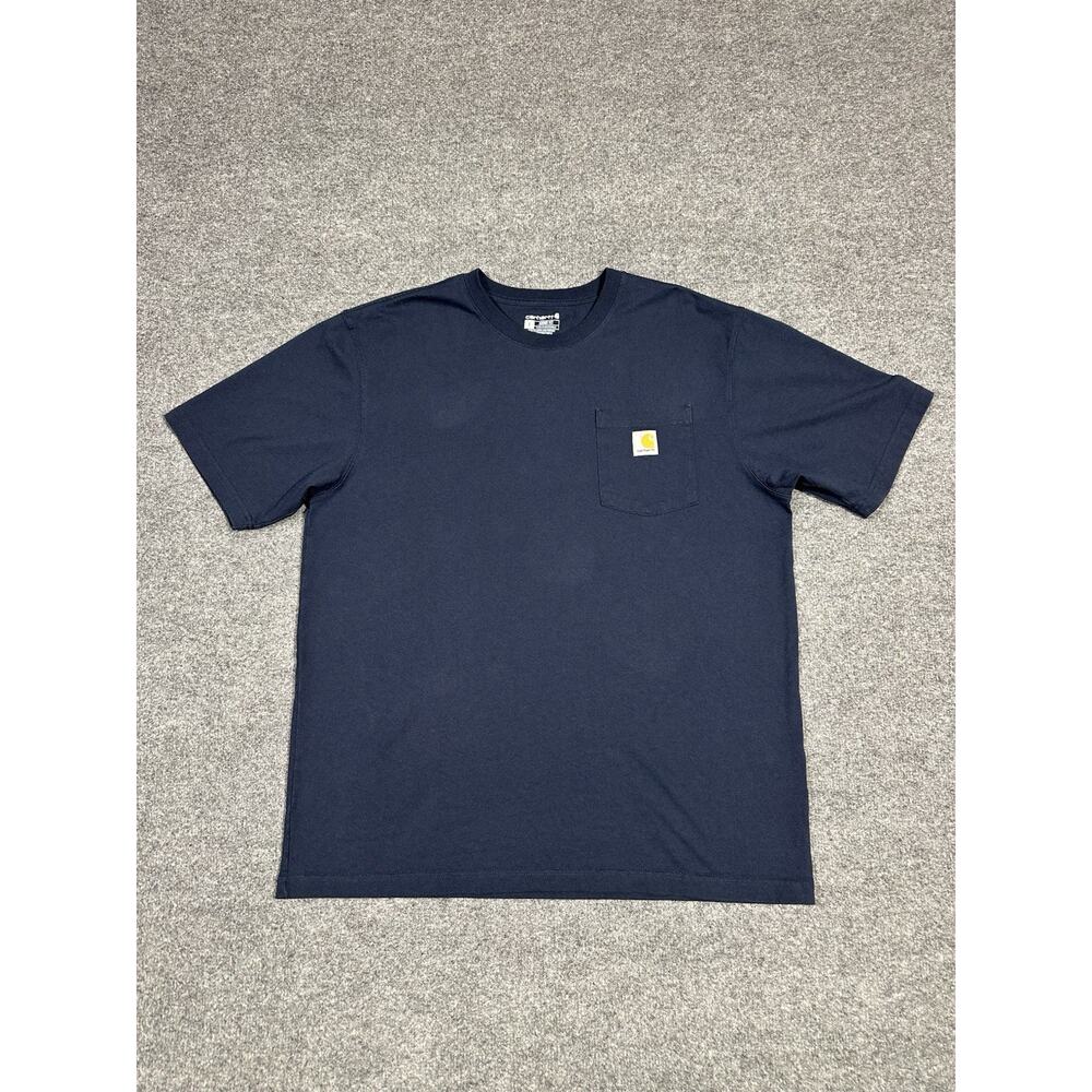 Carhartt Men's Shirt LARGE Loose Fit Blue Short Sleeve K87 Pocket